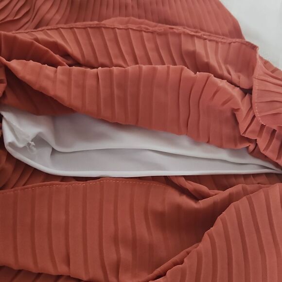 Women's Chiffon Pleated Wide-Leg Palazzo Capri Pants Peach - Picture 9 of 16